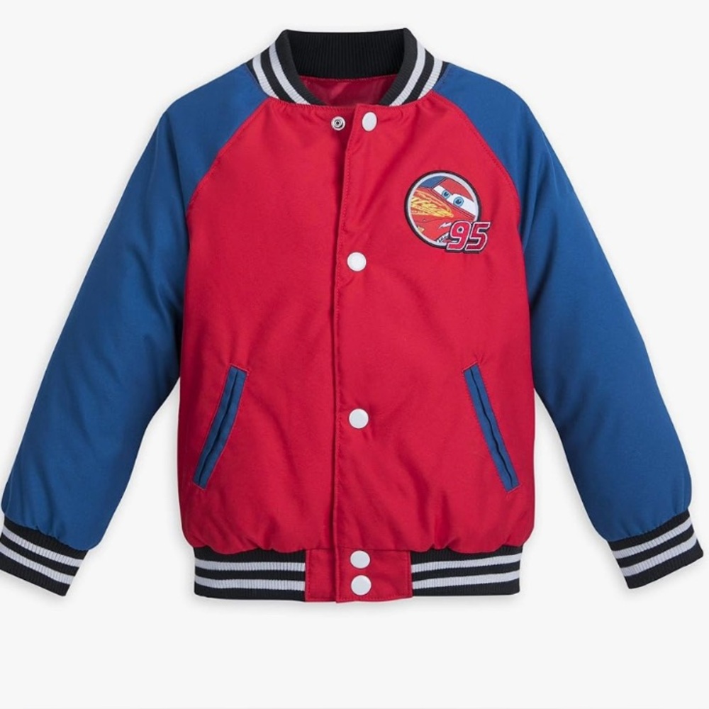 DISNEY LIGHTNING MCQUEEN BOYS (9/10) BLUE VARSITY JACKET. RARE